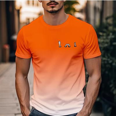 Camisetas de Verano de Cuello Redondo con Estampado de Degradado 3D, Casuales y a la Moda, de Manga Corta para Hombre