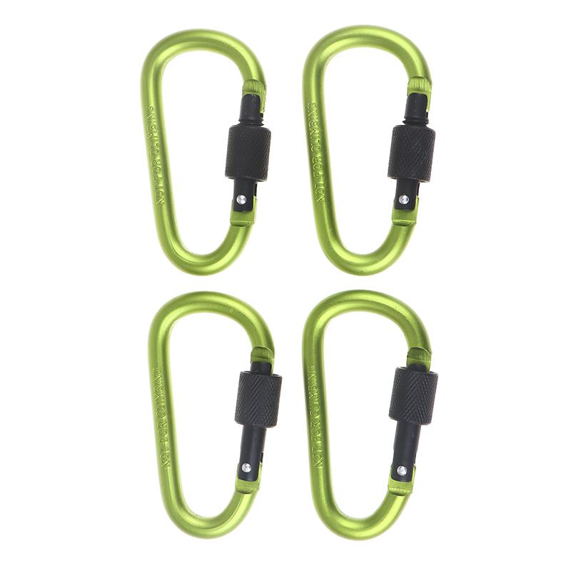 4Pcs 7.5*4.0cm D-shape Aluminum Alloy Carabiner Clips With Screw Gate Carabiners Hiking Clips EDC Outdoor Camping Equipment Hook