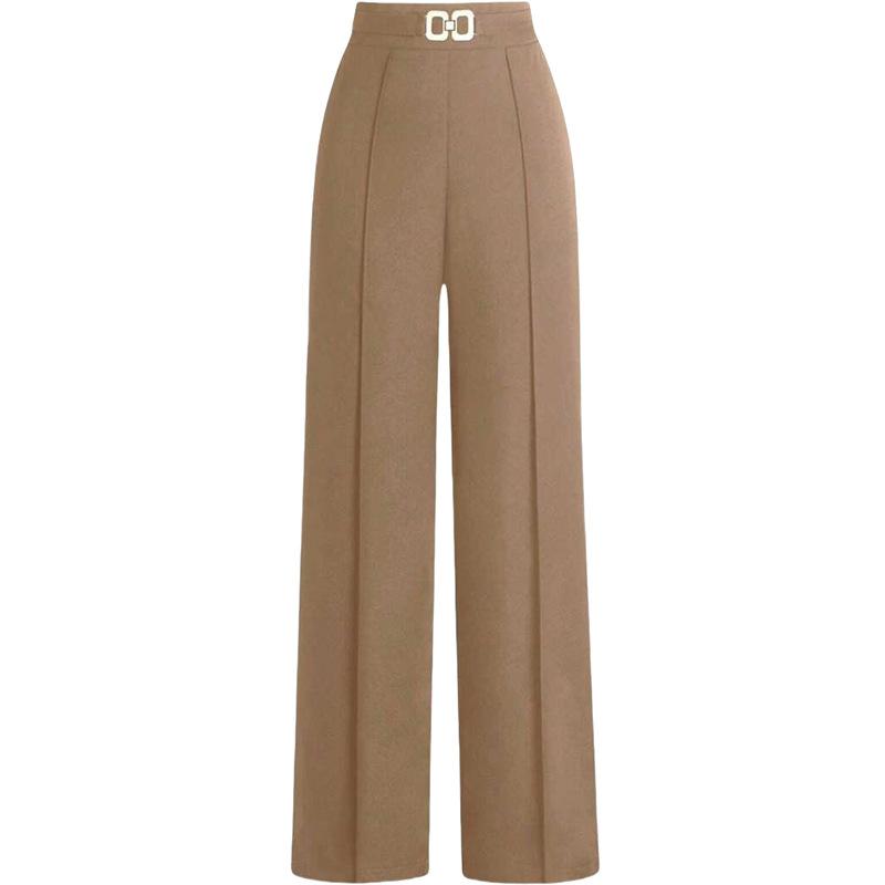 Women's High Waist Wide Leg Pants with Drawstring Waist and Pleats Multi Colors