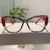 Women Line Splicing Anti Blue Light Glasses Trend Cat Eye TR90 Large Frame Glasses Computer Blue Light Blocking Plain Spectacles