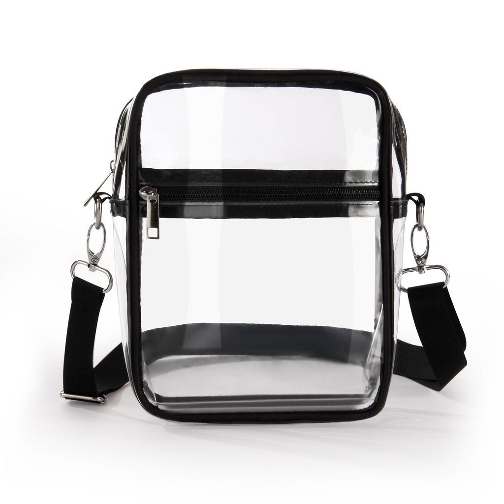 Adjustable PVC Transparent Crossbody Bag with Zipper for Concerts and Sports