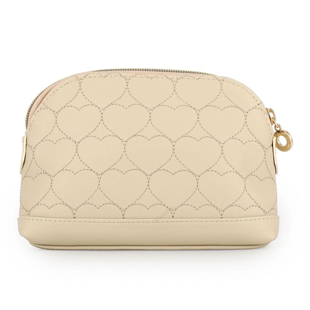 Snoopy Heart Quilted Series Shell-Shaped Pouch, Beige,
