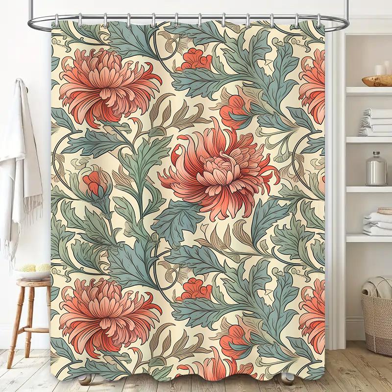 Artistic Shower Curtain: Van Gogh's Chrysanthemums Flowers Canvas Bath Decoration Home Decorative Waterproof Fabric