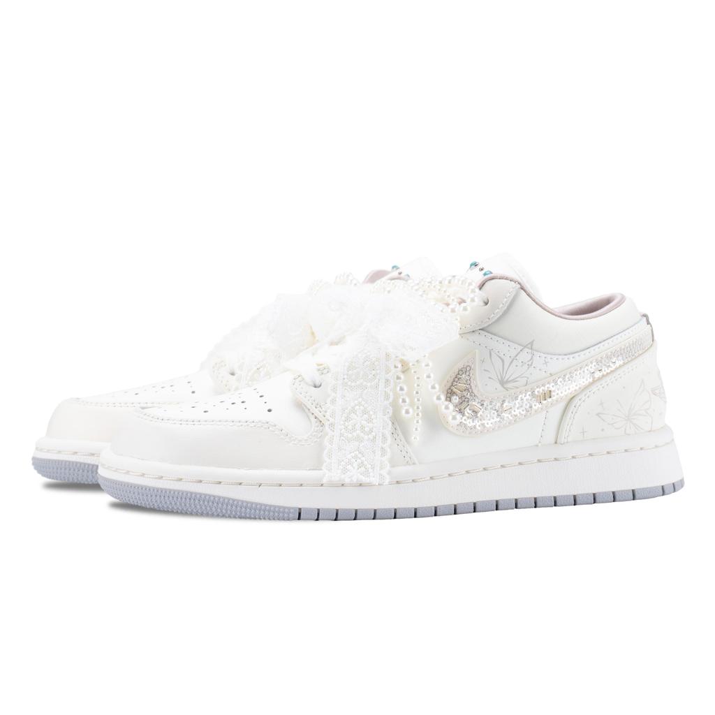 Jordan Air Jordan 1 Pure White Bridal Abrasion Resistant Vintage Basketball Shoes Women's Ecru IH7323-100(Team626-)