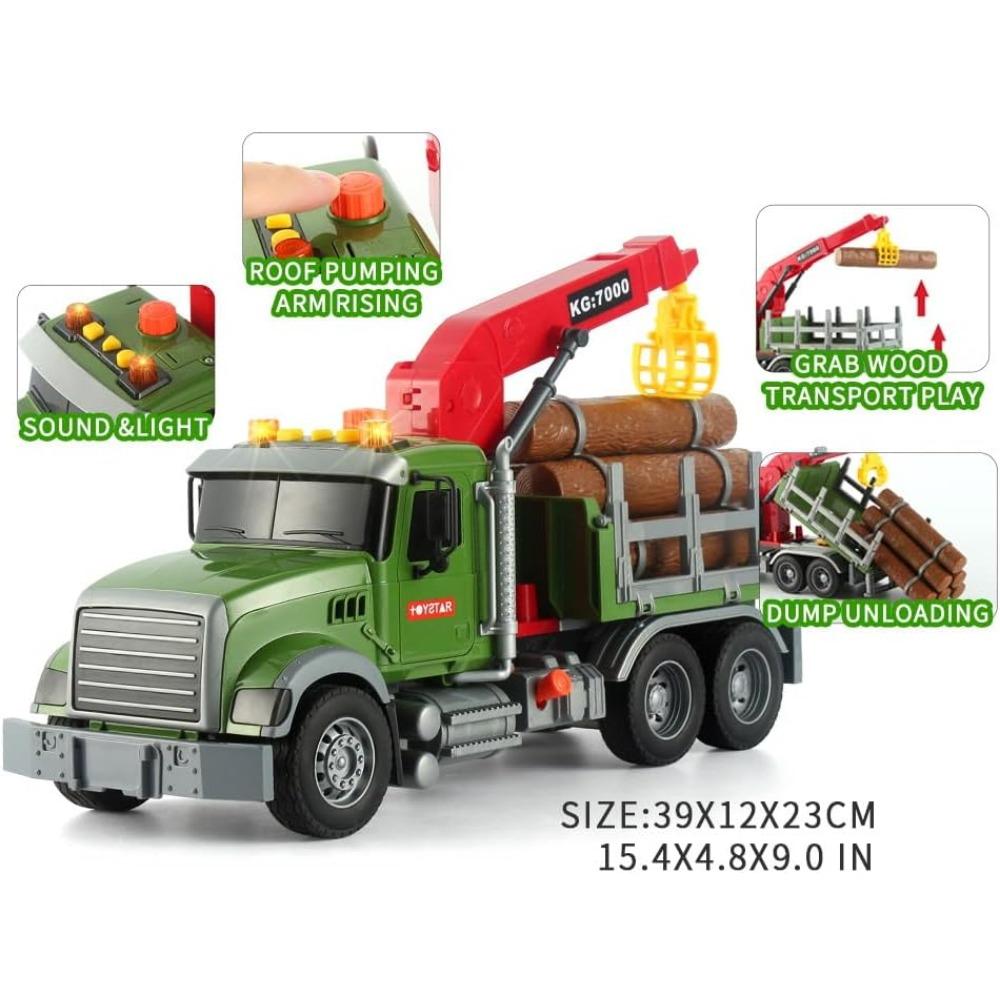 Log Truck Kids Toys Timber Transport Truck Logging Truck Toddler Toy with Lights & Sounds Construction Truck Birthday Gifts Boys