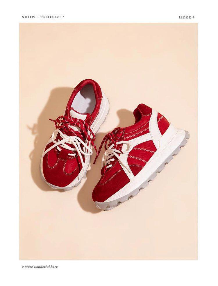 Women's Autumn 2025 Round Toe Color Block Lightweight Trainers - Soft Sole, Trendy Versatile Sports Casual Shoes