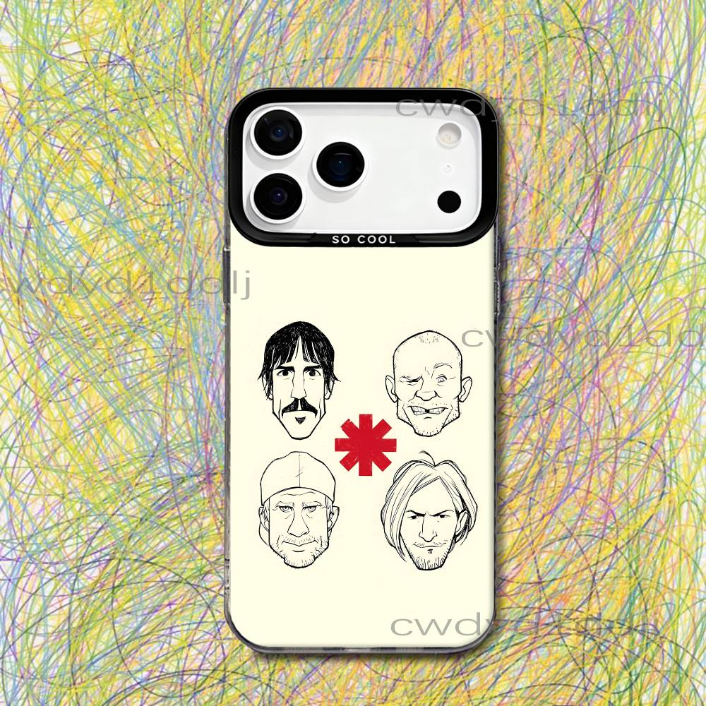 R-Red Hot Chili Peppers RHCP Phone Case For iPhone 17,16,15,14,13,12,11,X,8,7,Pro,Max,Plus,SE4,Air,Mini IMD Gray Hard Matte