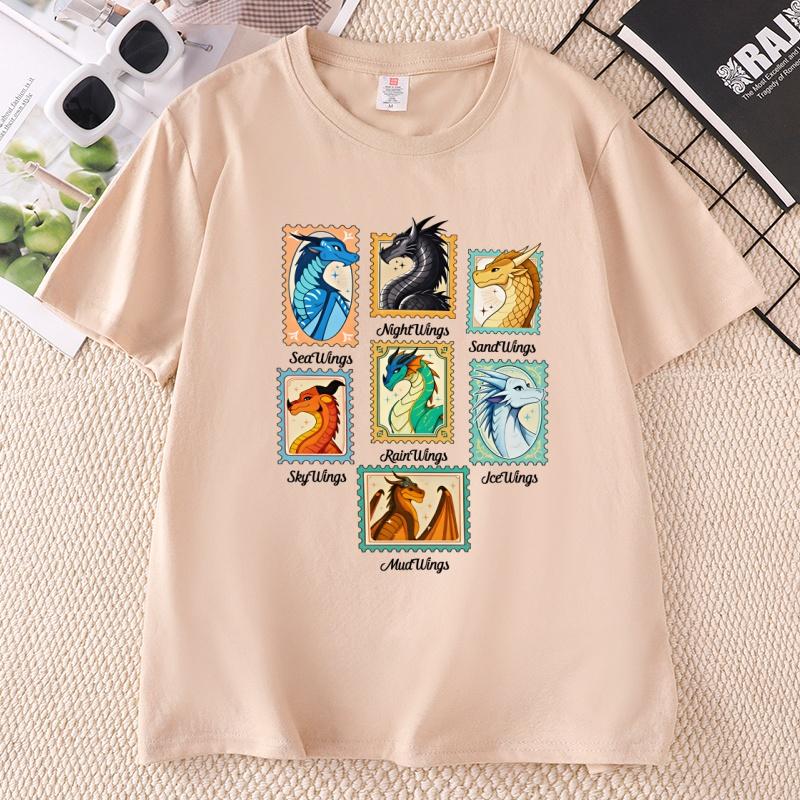 Wings of Fire Dračí Tričko Unisex Unisex Dračí Milovník Grafická Trička Ležérní Kulatý Výstřih Tištěné Krátký Rukáv Tričko Unisex Trička