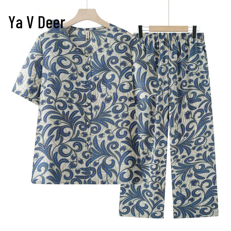 Yalu Women s Ice Silk Short Sleeve Two-Piece Set 3XL