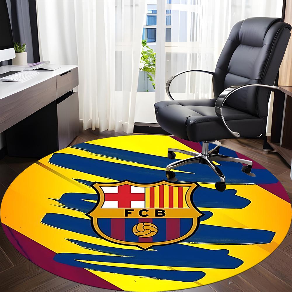 1pcBarcelona Football Office Round Area Rug, Indoor Mat Suitable For Office, Bedroom Living Room Home Decor, Room Deco,  Offic A0928159