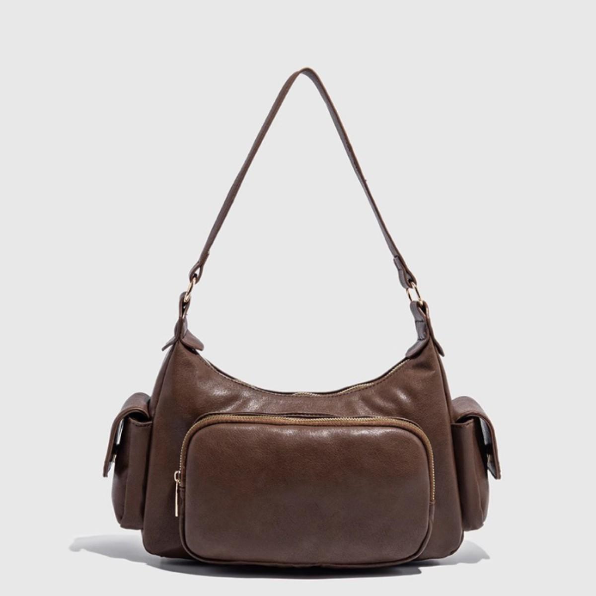 

2025 Trendy Multi-Pocket Motorcycle Bag for Women Cool Punk Style Underarm Bag Niche Retro Commuter Single Shoulder Crossbody Bag