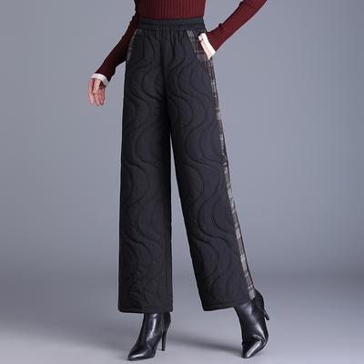 Plaid Versatile Warm Wide-leg Cotton Pants Women's Winter Mother's Temperament Age-reducing Versatile Casual Pants