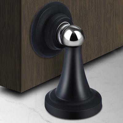 1 Set Door Stopper Punch-free Anti-collision Stainless Steel Magnetic Door Stopping Bumper Household Supplies