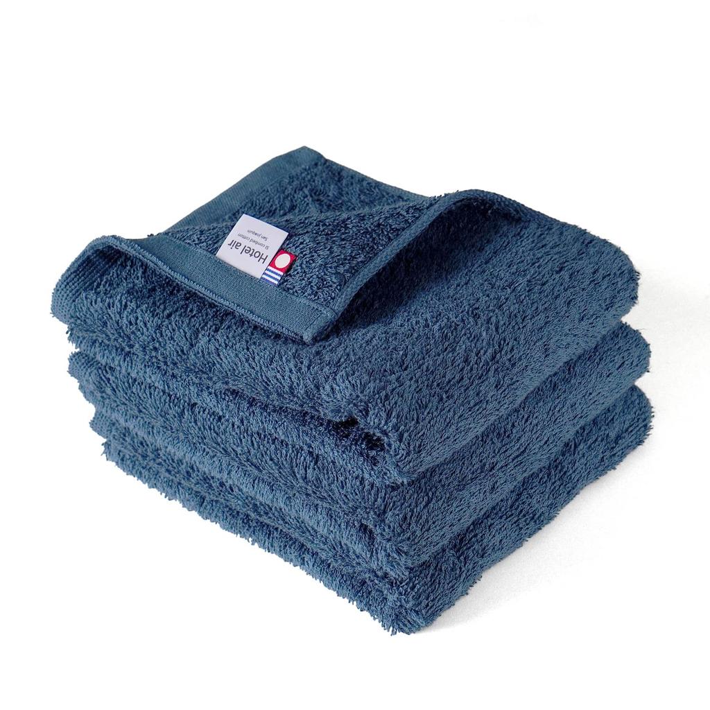 oruta Imabari Towel Certified Face Towel Set of Hotel Made in Japan 3, Air, (Navy)