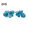 Women Mesh Petal Drop Earrings Handmade Large Chiffon Floral Dangle Earrings Vintage Stud Earrings for Vacation Wedding