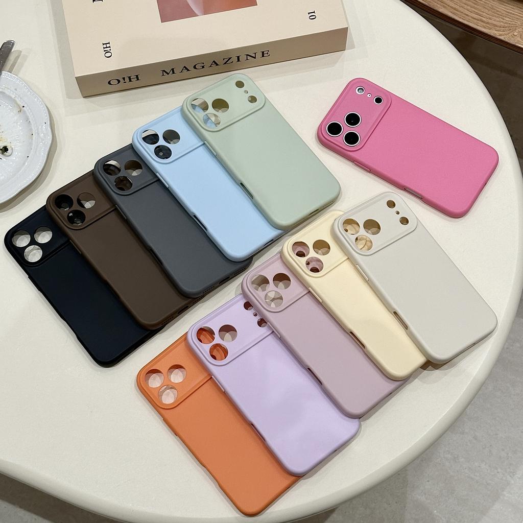 Silicone Shockproof Phone Case for Iphone 17 Air 16 Pro Max 15 Plus 14 Pro 13 12 11 Camera Lens Protective Minimalist Fully-Covered Frosted Cover