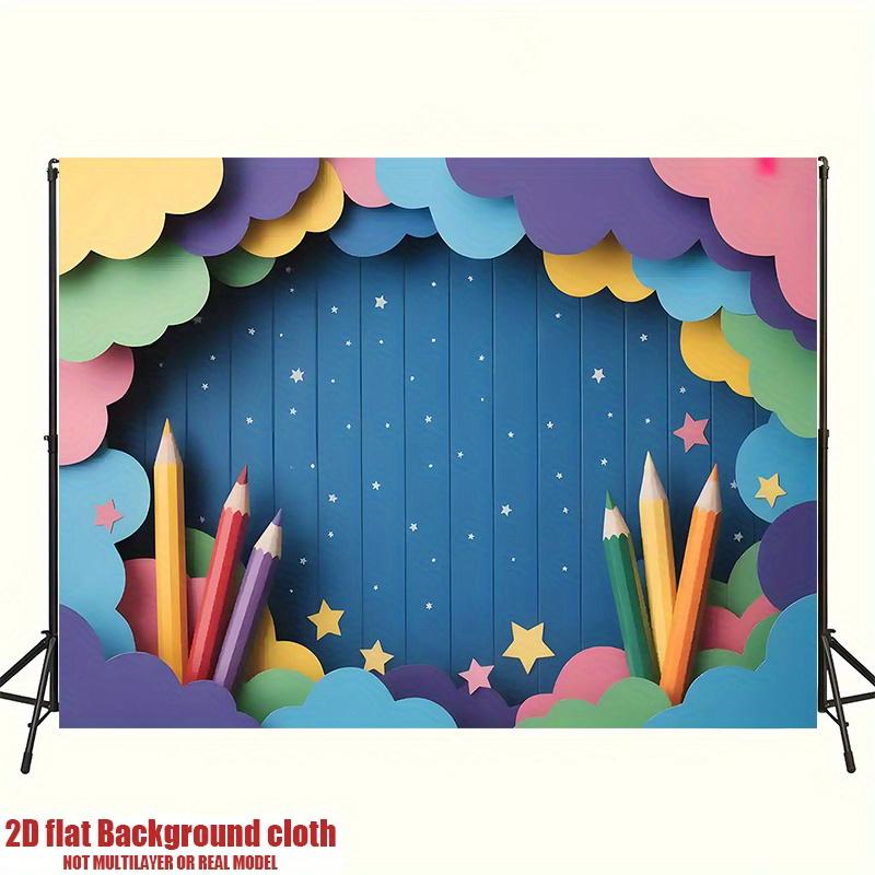 2D Flat Design, 1 Piece, with a Starry Background and Colored Pencil Decoration, for Home Decoration and Room Decoration.
