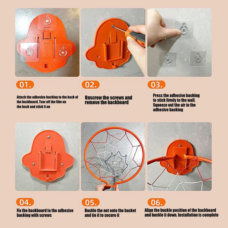 Indoor Basketball Hoop 32cm Dribbling Silent Basketball Training Hoop Noiseless Bouncing Foldable Wall-Mounted Outdoor Toys