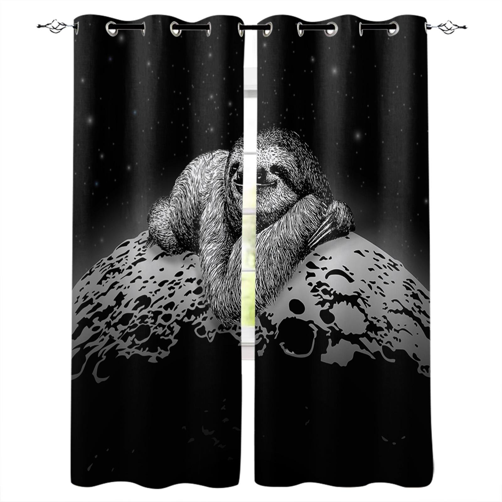 Cortina para el Hogar Animal Perezoso Hojas Boho Dormitorio Cocina Cortinas Artículos de Decoración para Sala de Estar Cortinas para Ventana para Sala de Estar 135W x 60H(cm)