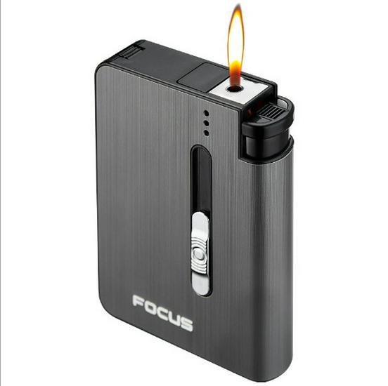 Focus YH026A10 Automatic Pop-up Cigarette Case & Lighter - Portable, Moisture-Proof, Pressure-Resistant