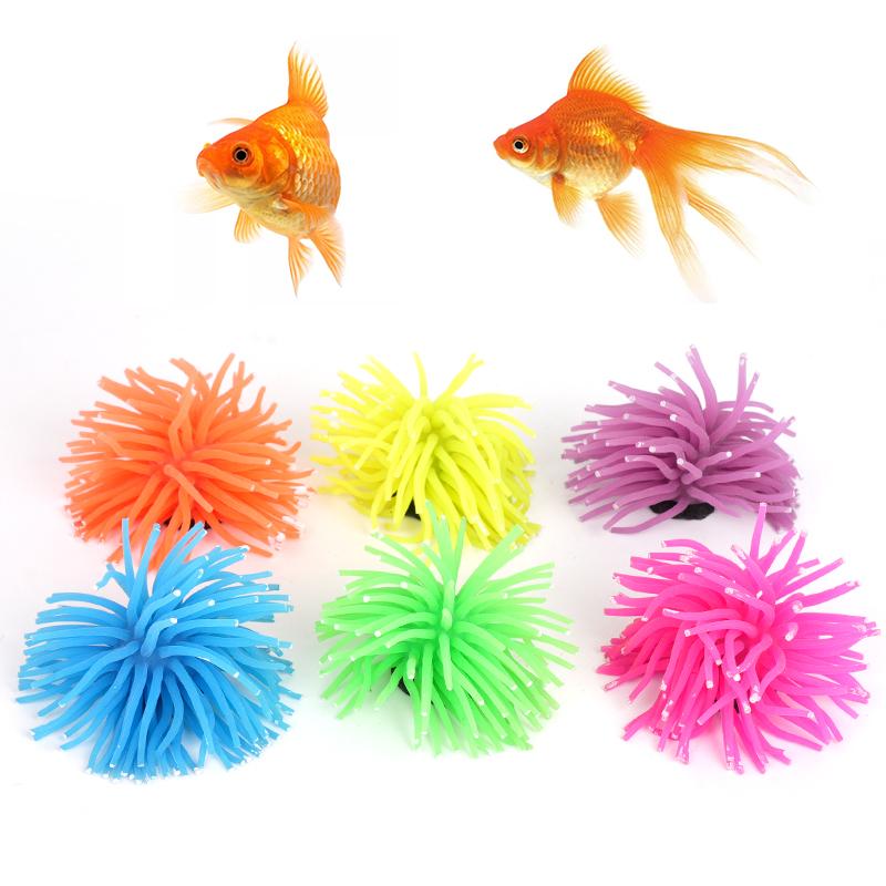 Aquarium Silicone Simulation Sea Anemone Sea Urchin Color Artificial Coral Plant Fish Tank Ornament Decoration Accessory