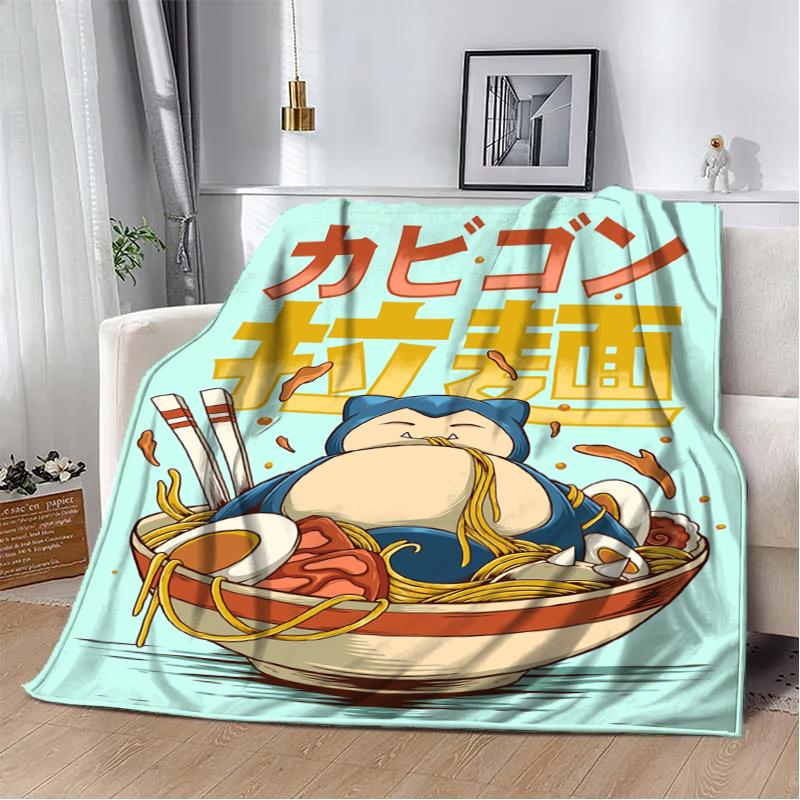 Cartoon Flannel Fluffy Fleece Anime Figures P-Pokemon Blanket Home Sofa Lunch Break Blankets Children Student Kids Cute Gifts