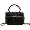 Harujio Quilted Mini Vanity Vanity Cosmetic Small Makeup Popular Korean Crossbody Bag Women's Bag/Shoulder Bag, Pouch, Bag, Pouch, Black/White