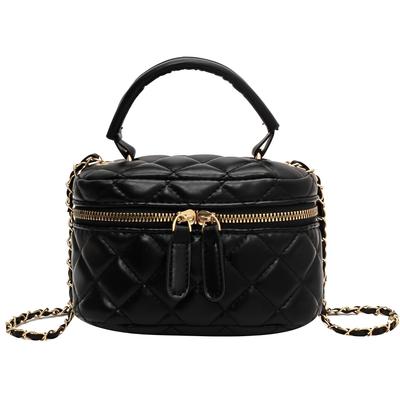 Harujio Quilted Mini Vanity Vanity Cosmetic Small Makeup Popular Korean Crossbody Bag Women's Bag/Shoulder Bag, Pouch, Bag, Pouch, Black/White