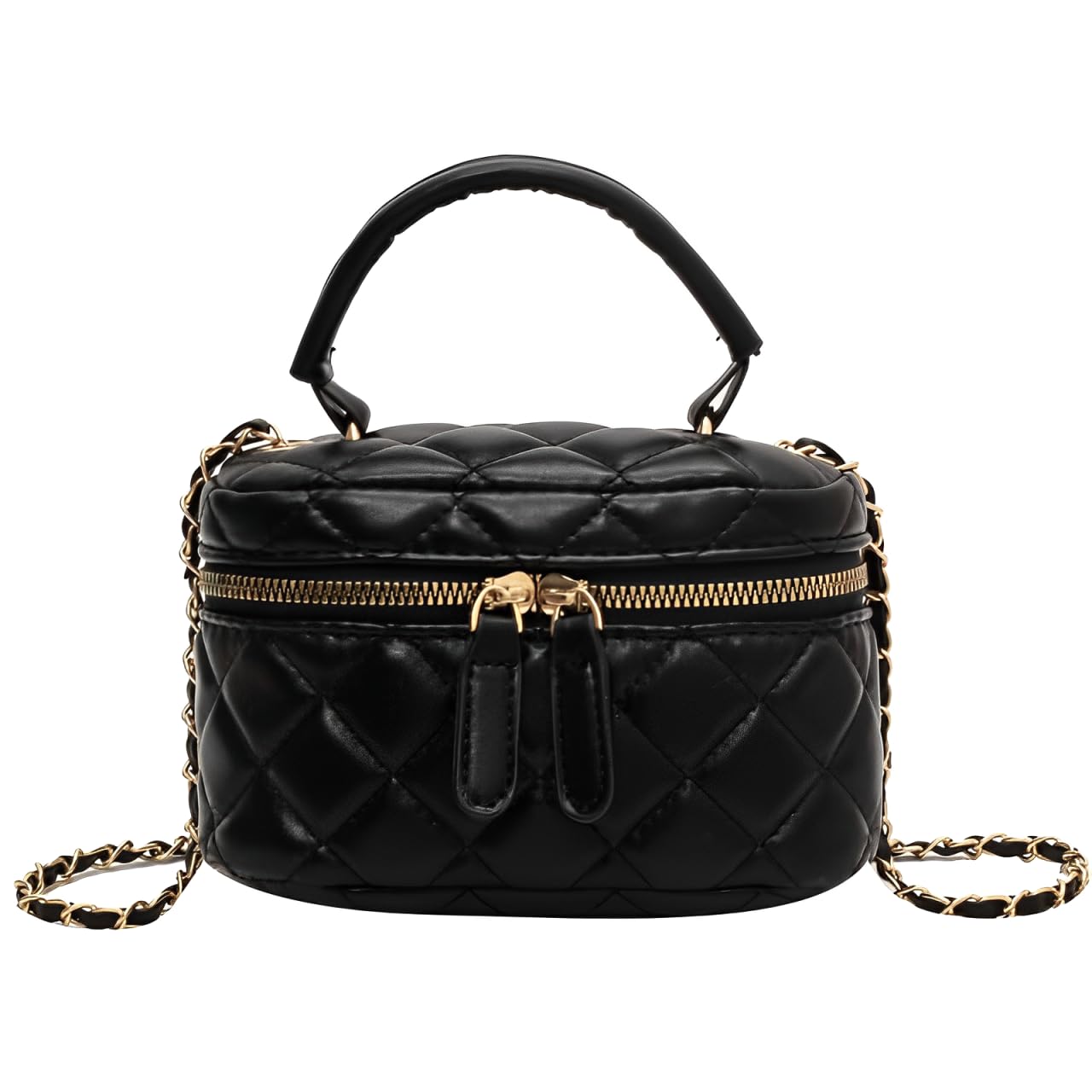 

Harujio Quilted Mini Vanity Vanity Cosmetic Small Makeup Popular Korean Crossbody Bag Women s Bag/Shoulder Bag, Pouch, Bag, Pouch, Black/White чорний