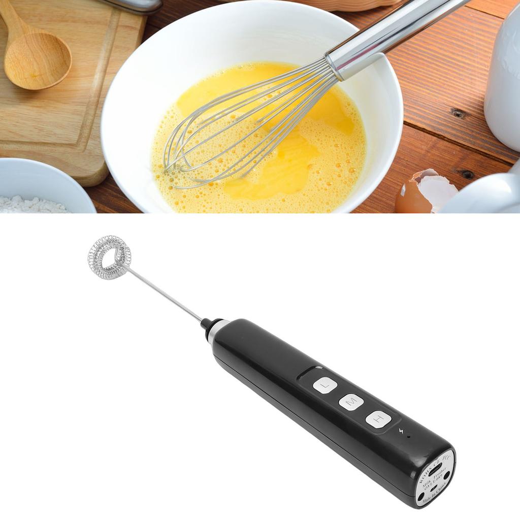 Powerful Milk Frother Wand USB Rechargeable Stainless Steel Handheld Drink Mixer for Coffee