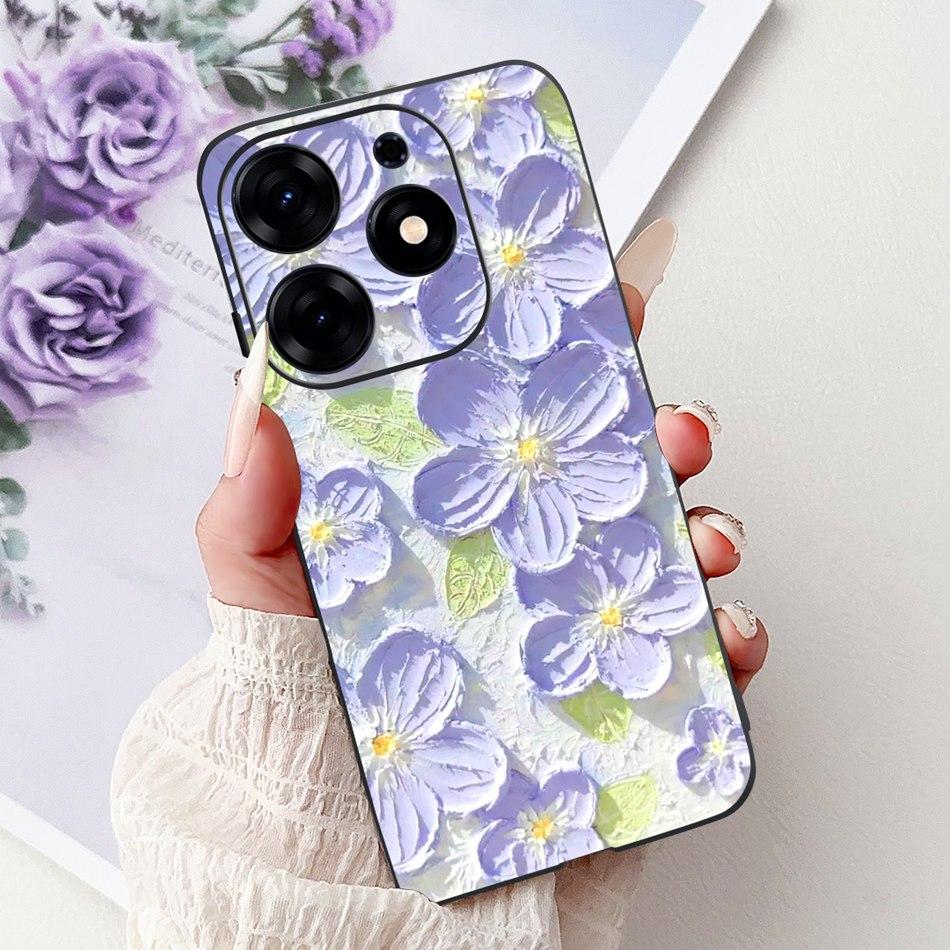 For Tecno Spark 10 Pro Phone Case Spark 10Pro 4G KI7 Elegant Floral Cat Printing Soft Silicone TPU Cases