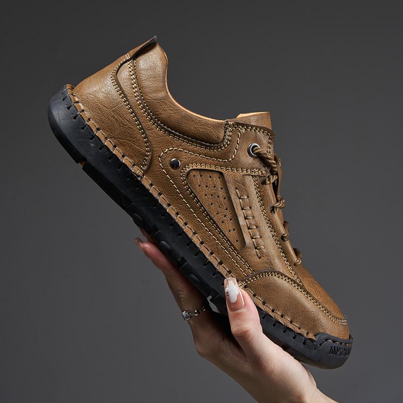 Men's Handmade Retro Leisure Shoes Large Size  Casual Shoes Leather Rubber Bottom Handmade Casual Shoes (