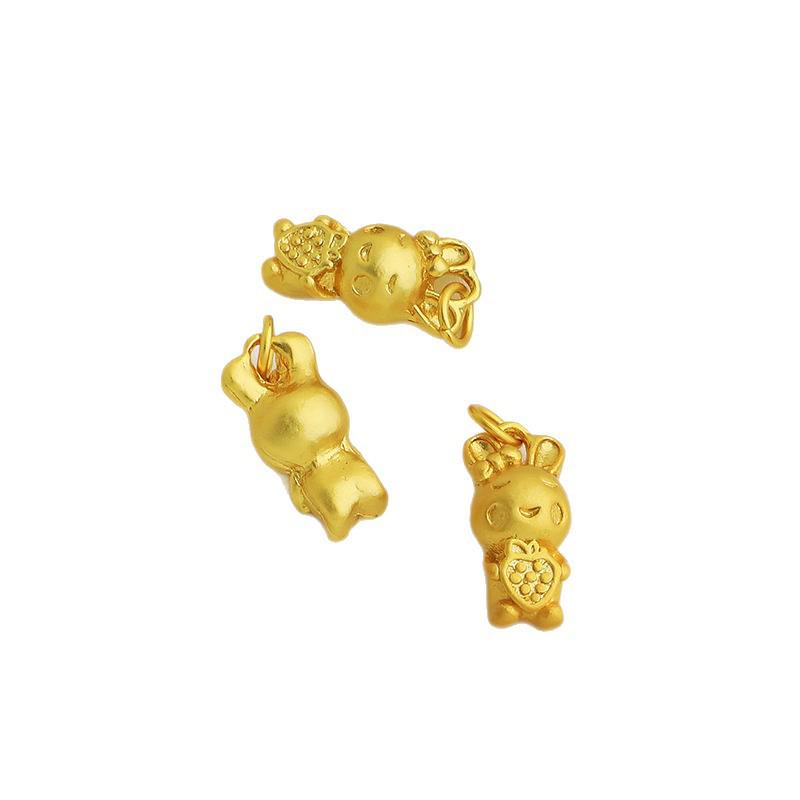 Gold-Plated Zodiac Rabbit Charm: Radish Rabbit Pendant for DIY Handmade Bracelet or Necklace