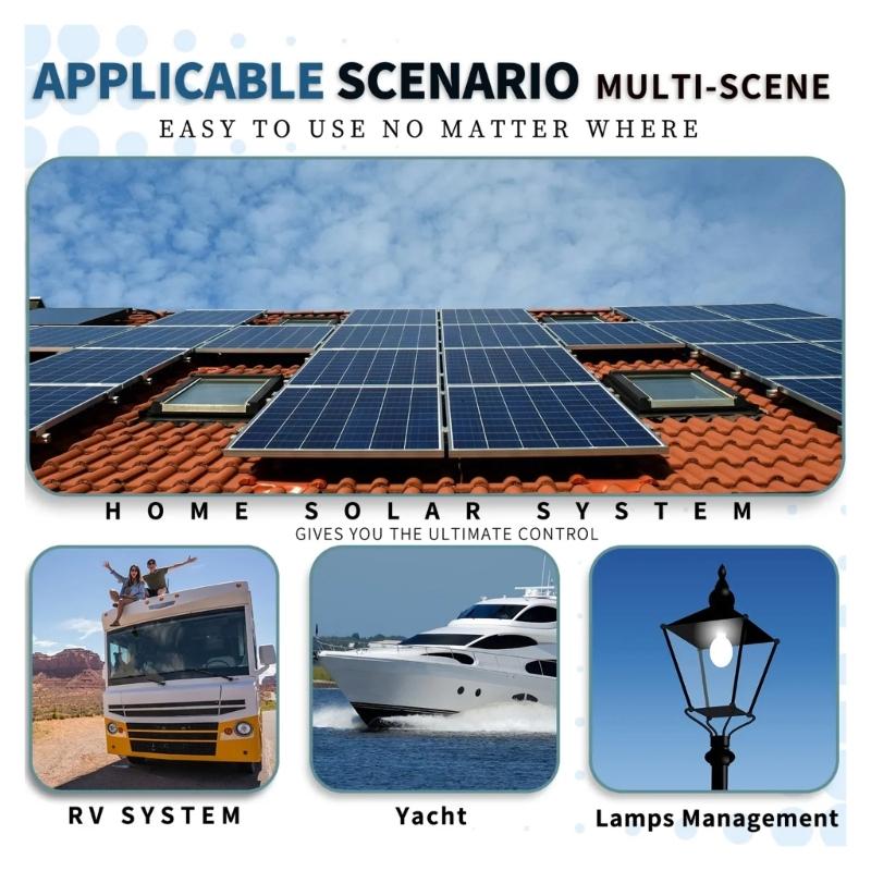 Solar Charge Controllers Portable Accessory for Home Electrical Systems with Sturdy Plastic Materials Enclosures