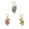 Porte-clés Romantique en Forme de Cœur Élégant Pendentif Fleur Charme Tendance pour Sac Accessoire de Sac à Dos