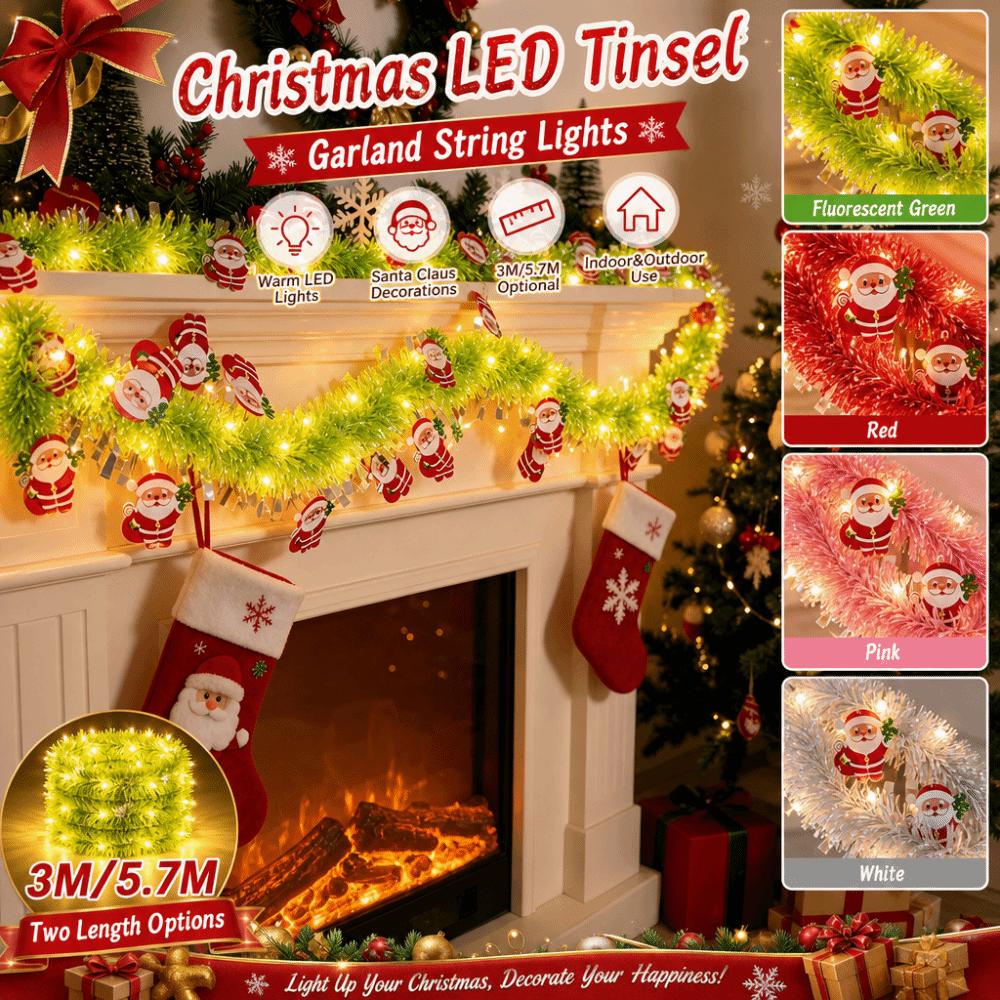 Glowing Light Christmas LED String Lights Santa Claus Xmas Tree Pendant  Home Decor