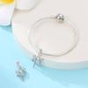 Copper Romantic French Sweet Blue Heart Lock&Bow Ballet Shoes Charm Beads Fit Arm Bracelet DIY Craft Jewelry Piece Women Birthday Party Gift Item