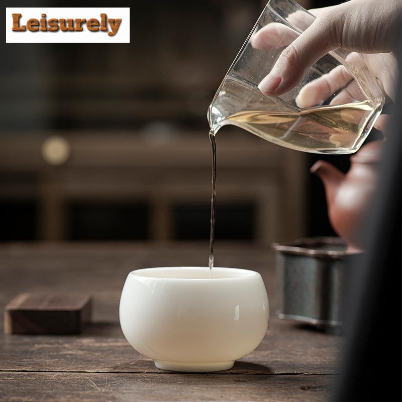 160ml Lodowa Roślina Sadzona Biała Porcelanowa Filiżanka do Herbaty Ręcznie Robiona Nefrytowy Tłuszcz Medytacja Filiżanka Arhata Duża Miseczka do Herbaty Chazhan Zestaw do Herbaty Kung Fu Prezenty