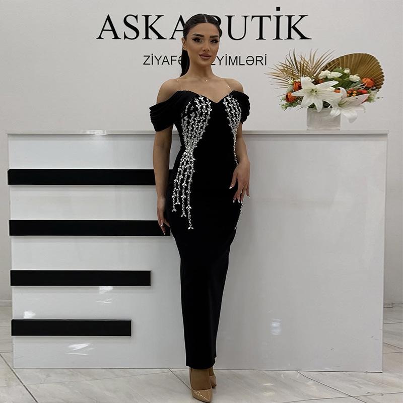 Black Two-Way Bandage Split Evening Gown