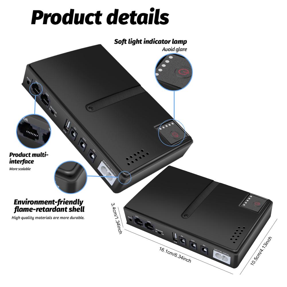 DC1018L 18W Mini Portable UPS Backup Power Adapters 5V 9V 12V Uninterruptible Power Supply Battery Backup for WiFi Router Camera