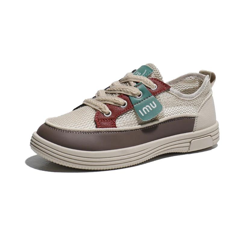 

2025 Shoes Female Mixed Colors Mesh Women s Vulcanize Shoes Outdoor Breathable Women Sneakers Lace Up Low Heel Casual Shoes 35