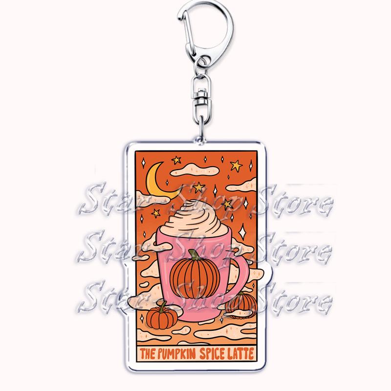 Popular Culture Halloween Tarot Card Keychains for Accessories Moon Luna Death Keyring Jewelry Fans Lovers Friends Reader Gifts