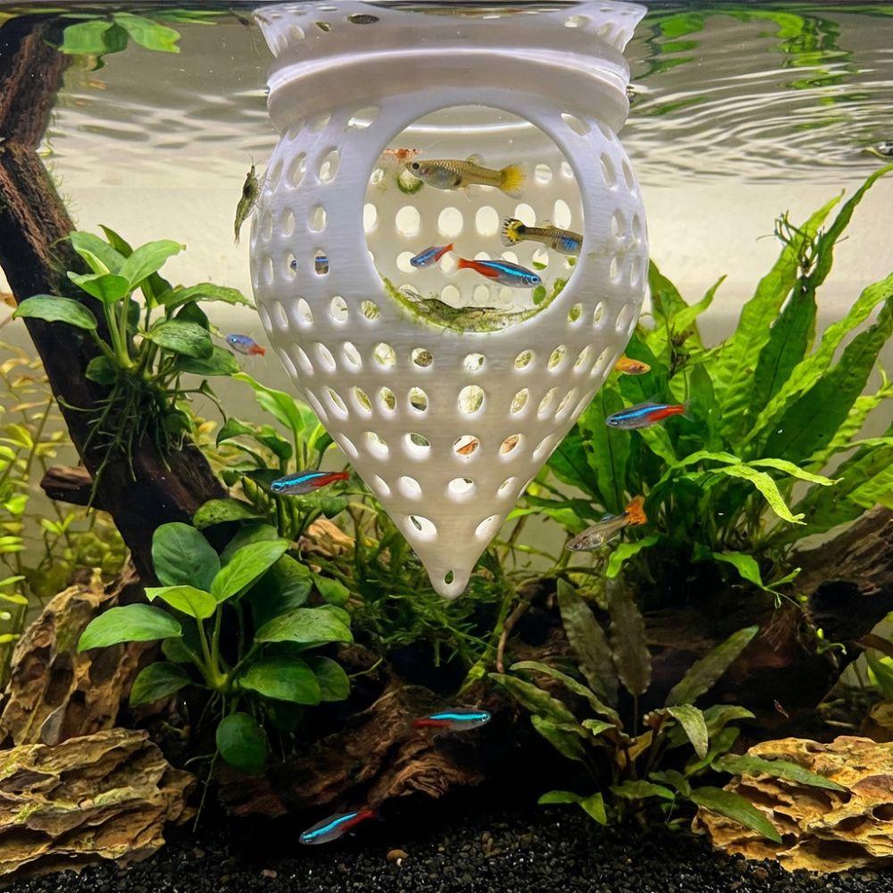 3D Printed Floating Fish Hammock Breeding House Hideout Aquarium Resting Platforms Plastic Hollow Hammock Feeding Ring