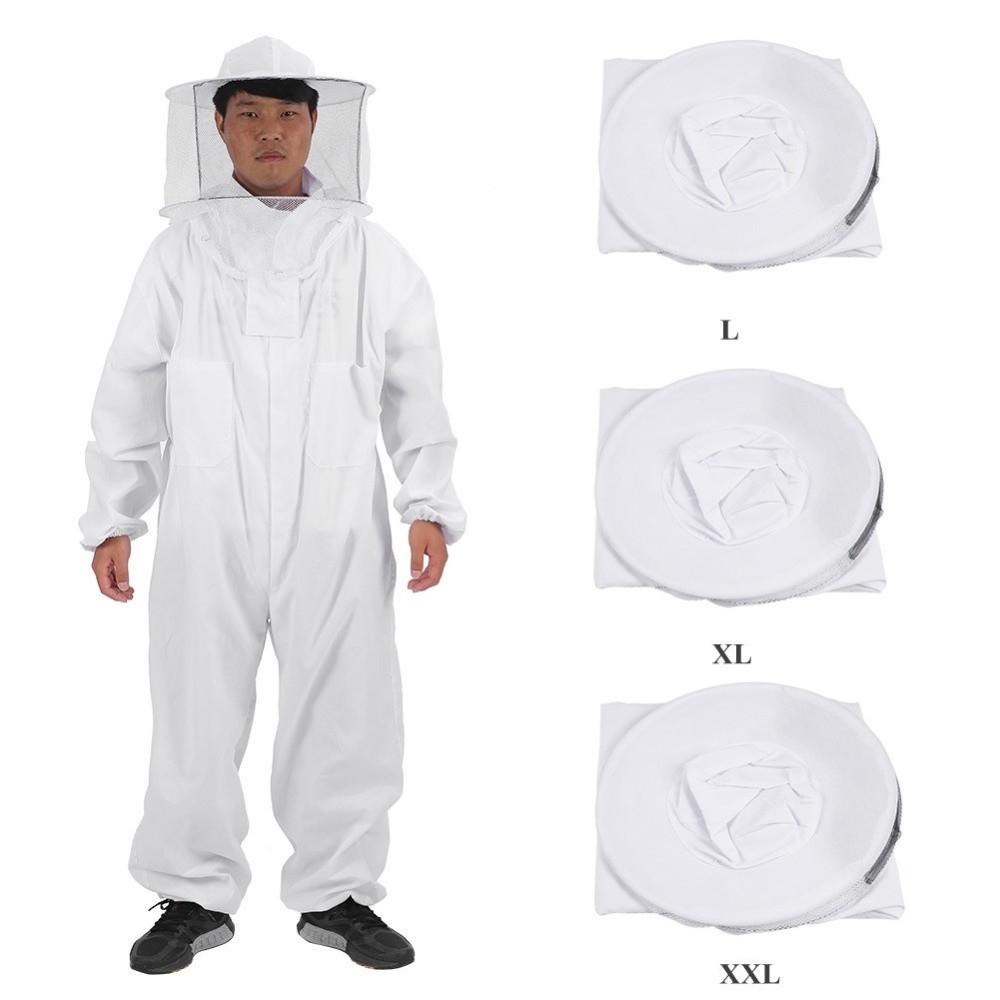 Professional Beekeepers Bee Suit Anti-Bee Veil Hood Hat Beekeeping Suit Jumpsuit Elastic Cuff Zipper Bee Repellent Clothing