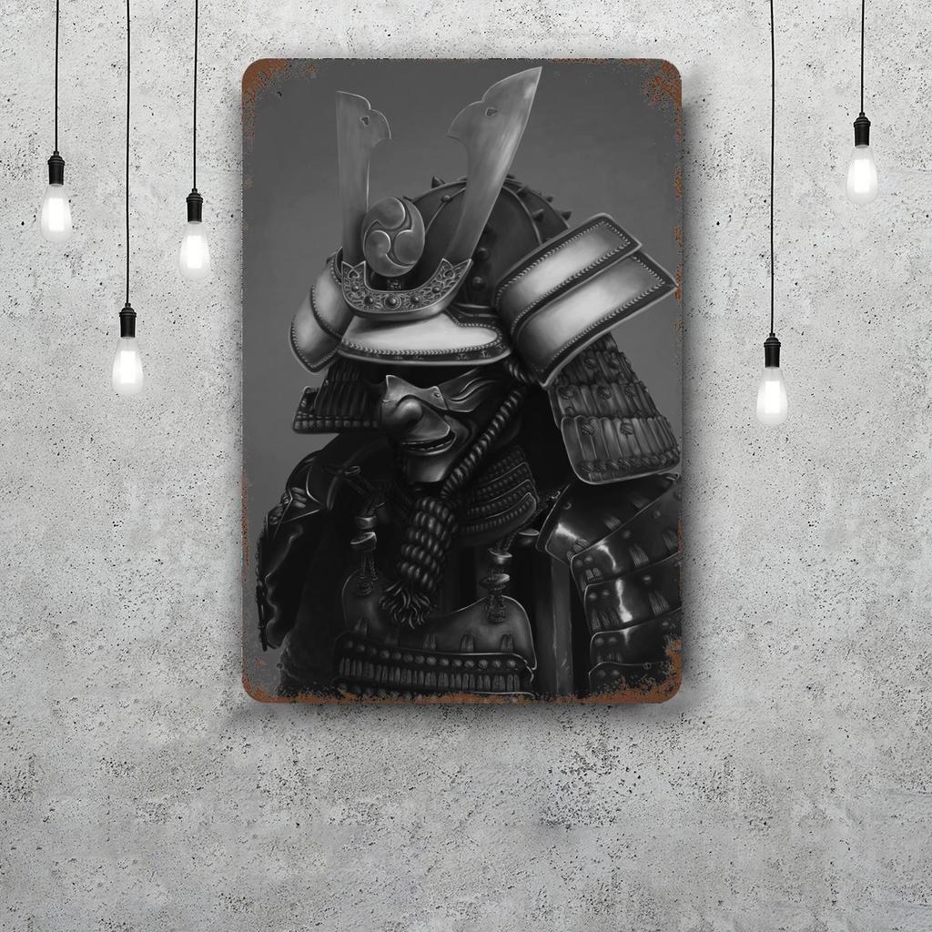 Samurai Warrior Vintage Metal Tin Signs Posters Decor Retro Metal Plaque Wall Art Decor for Garage Bar