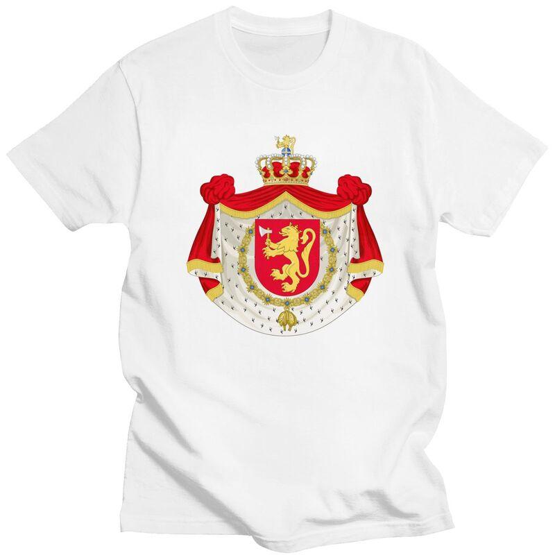 Custom Coat Of Arms Of Norway T Shirts Men Pure Cotton Tee Tops Norwegian Flag Tshirt Short Sleeve Casual Tshirt Clothing