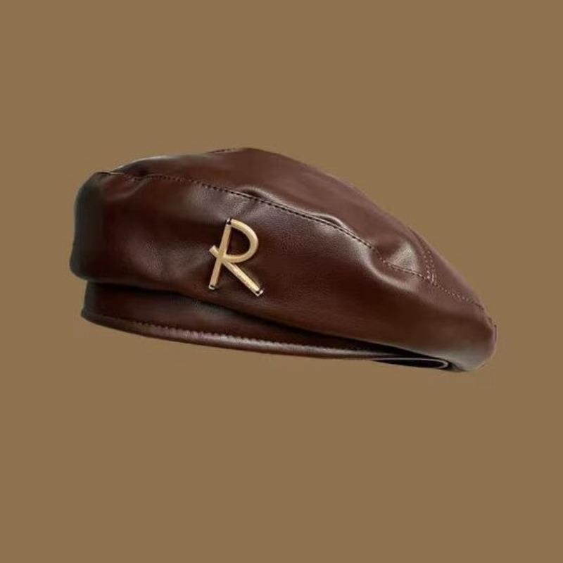 

Кепка из ПУ кожи Женская Берет one size коричневый