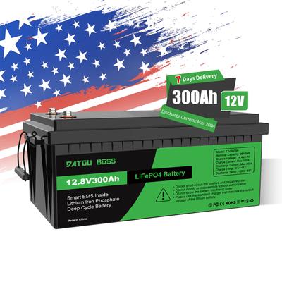EU PL GERMANY STOCK Use IP65 Waterproof BMS Protection 12v 300ah Lithium Ion Battery with Solar Lifepo4 Battery RV Truck