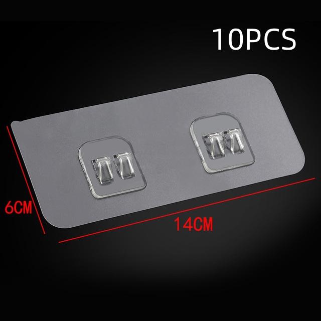 

10 шт. прозрачные подвесные крючки для полки, настенная стойка для хранения, крепежная нашивка, прочная самоклеящаяся застежка для кухни, ванной комнаты, гаджеты