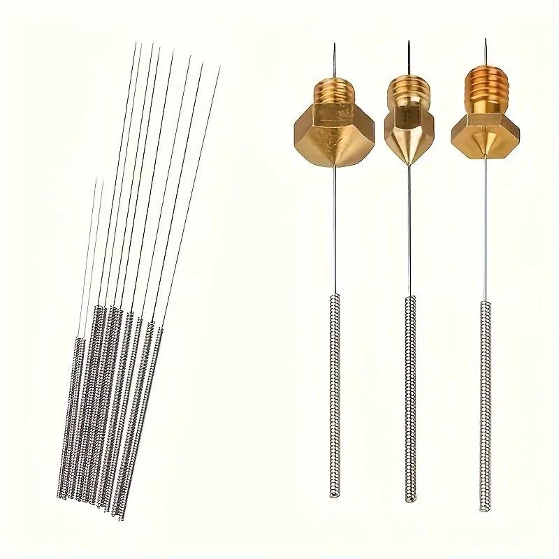 10Pcs 3D Printer Nozzles MK8 Extruder Nozzles and 0.2/0.25/0.3/0.35/0.4mm Stainless Steel Nozzle Cleaning Needles